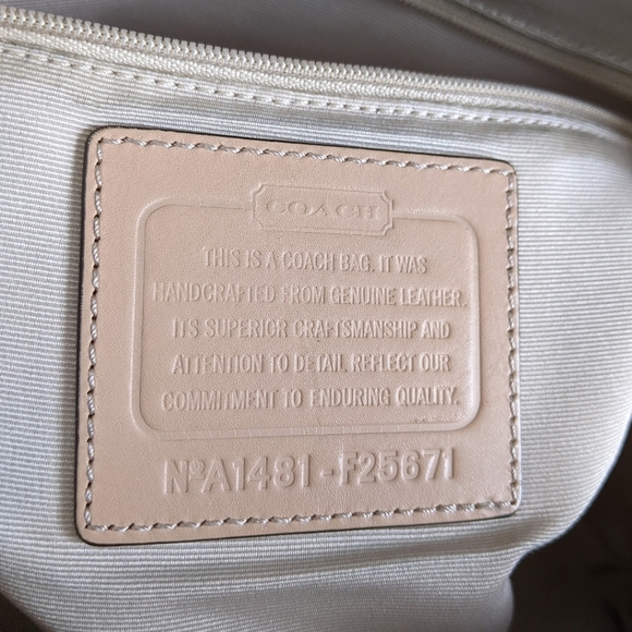 Coach Genuine Leather Cora Dome Satchel Top Handle Zippered Taupe Beige - Picture 10 of 15